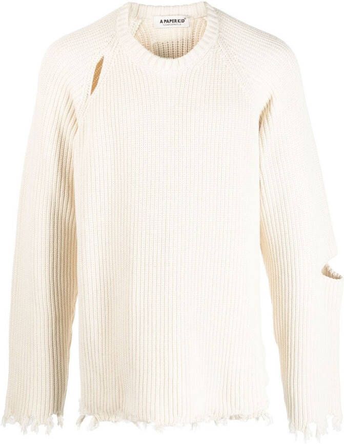 A Paper Kid Gescheurde sweater Beige