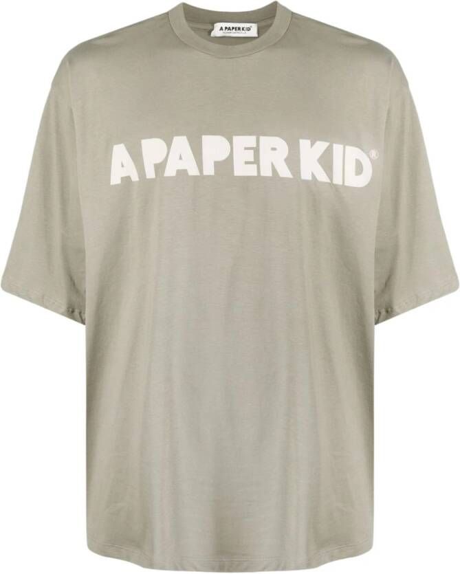 A Paper Kid T-shirt met logoprint Groen