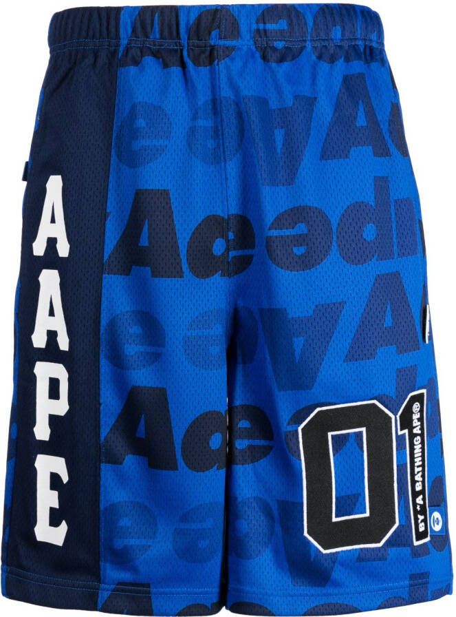 AAPE BY *A BATHING APE Bermuda shorts met logoprint Blauw