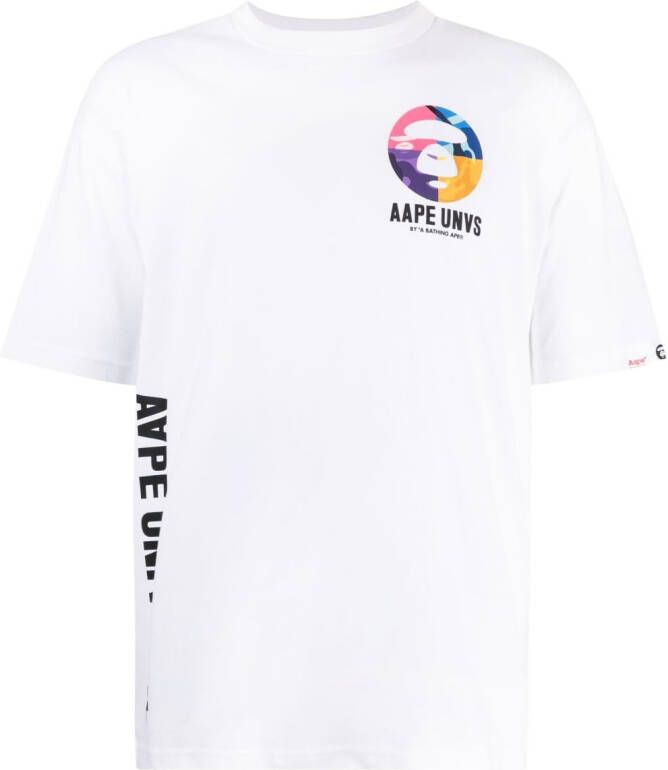 AAPE BY *A BATHING APE T-shirt met logodetail Wit