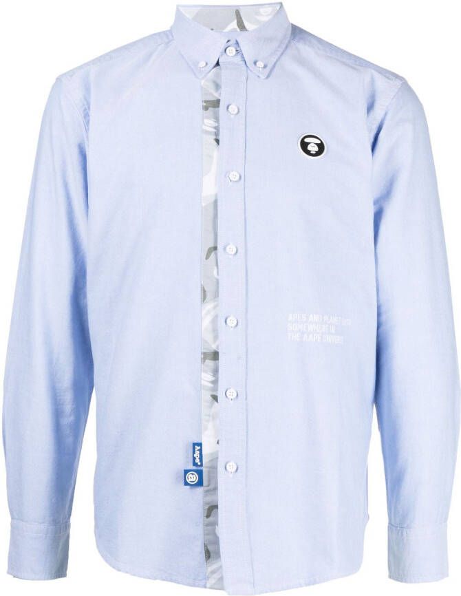 AAPE BY *A BATHING APE Overhemd met logopatch Blauw