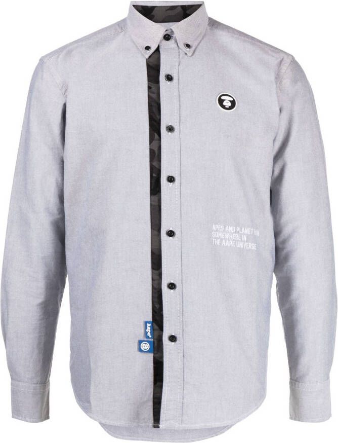 AAPE BY *A BATHING APE Overhemd met logopatch Grijs