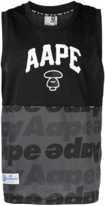AAPE BY *A BATHING APE logo-patch perforated tank top Zwart
