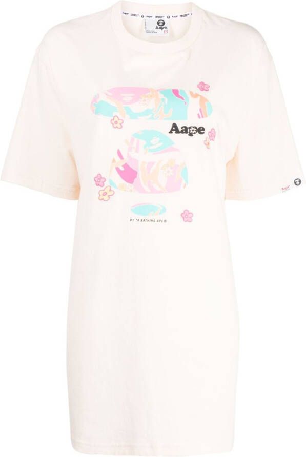 AAPE BY *A BATHING APE T-shirt met logoprint Beige