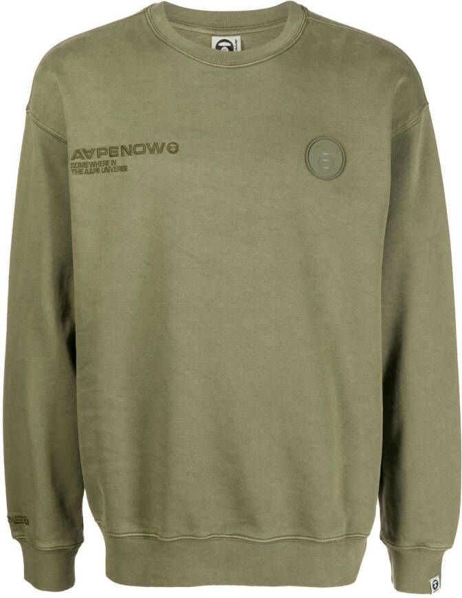AAPE BY *A BATHING APE Sweater met logoprint Groen