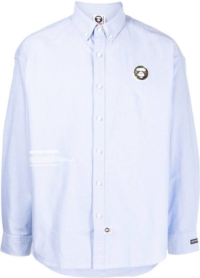 AAPE BY *A BATHING APE Overhemd met logopatch Blauw