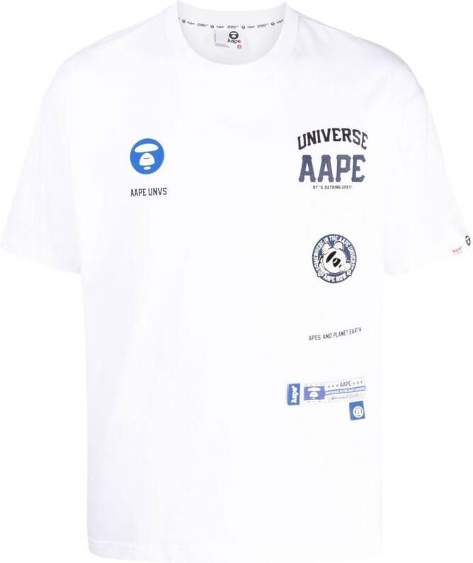 AAPE BY *A BATHING APE T-shirt met logopatch Geel