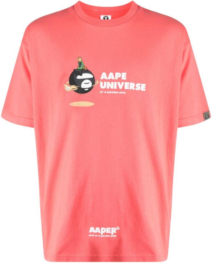 AAPE BY *A BATHING APE T-shirt met logoprint Oranje
