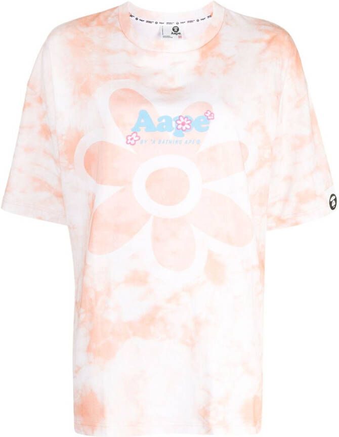 AAPE BY *A BATHING APE T-shirt met tie-dye print Oranje