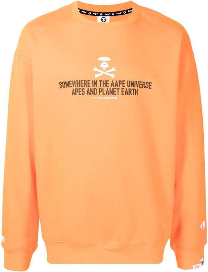 AAPE BY *A BATHING APE Sweater met tekst Oranje
