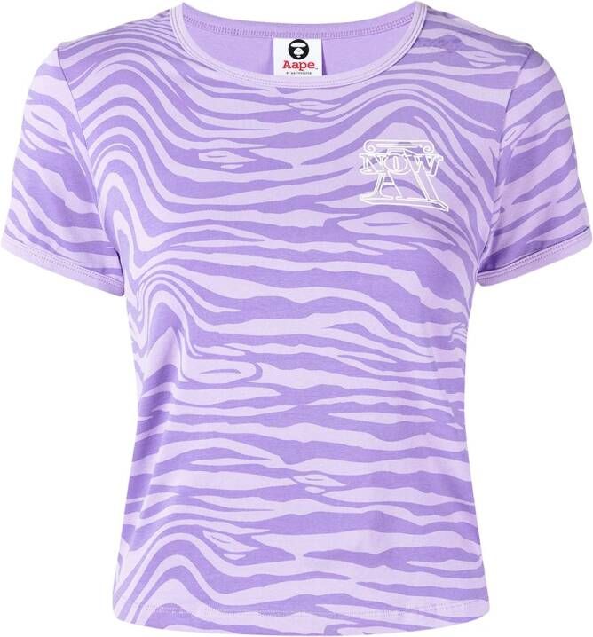 AAPE BY *A BATHING APE T-shirt met zebraprint Paars