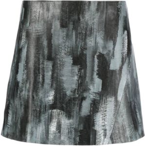 Acne Studios abstract-print leather mini skirt Zwart