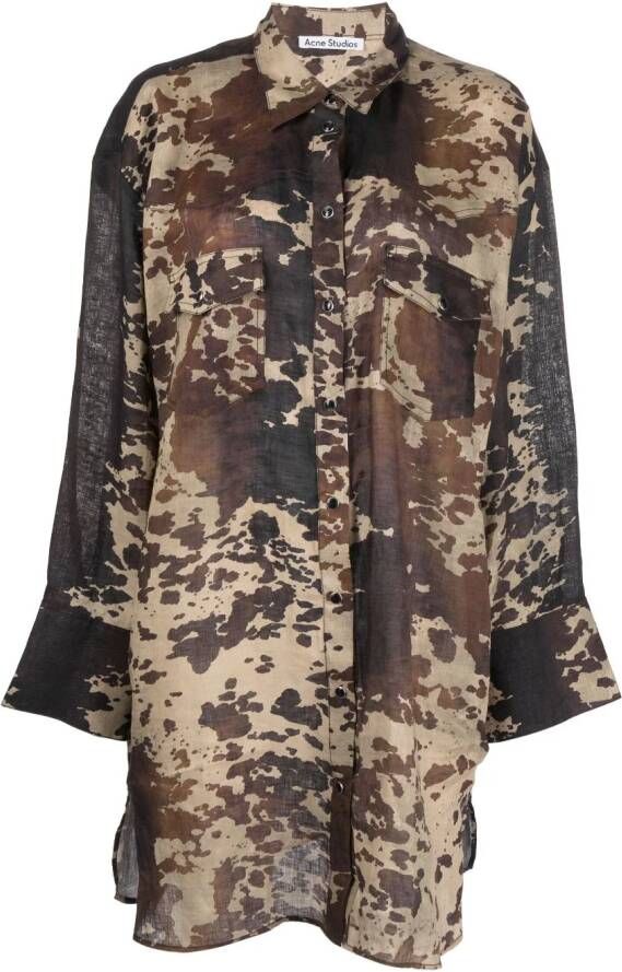 Acne Studios Blousejurk met bloemenprint Bruin