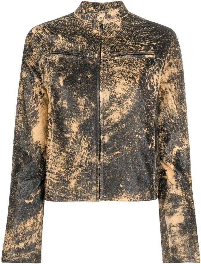 Acne Studios distressed-effect leather jacket Zwart