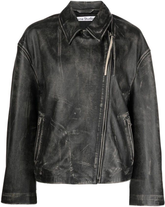 Acne Studios Leren jack Zwart