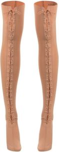 Acne Studios lace-up thigh-high socks Beige