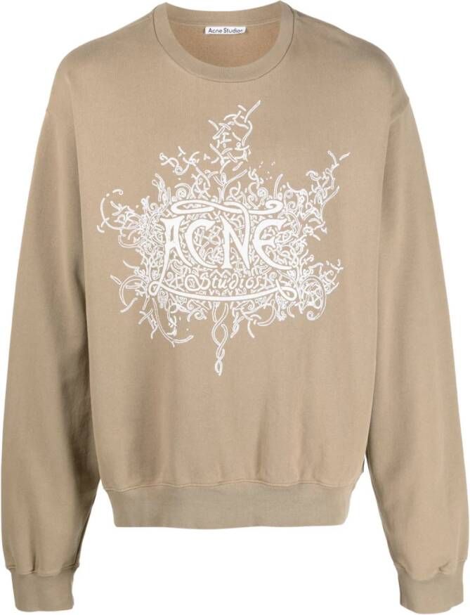 Acne Studios Sweater met logoprint Beige