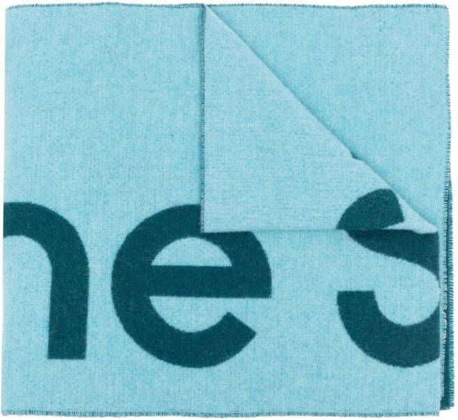 Acne Studios Sjaal met geborduurd logo Blauw