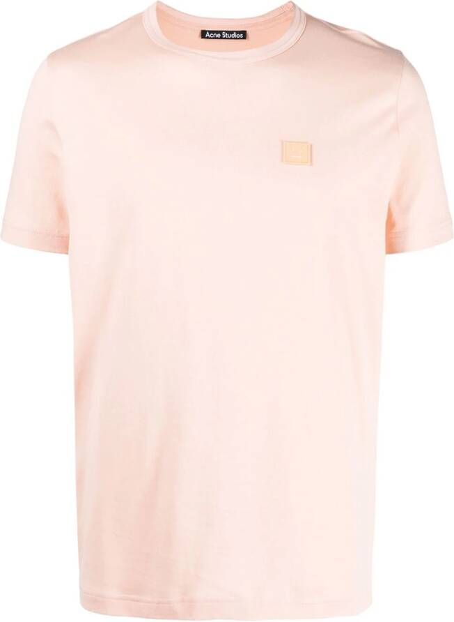 Acne Studios T shirt met Face patch unisex biologisch katoen XXL Roze