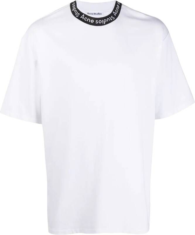 Acne Studios T-shirt met logo hals Wit