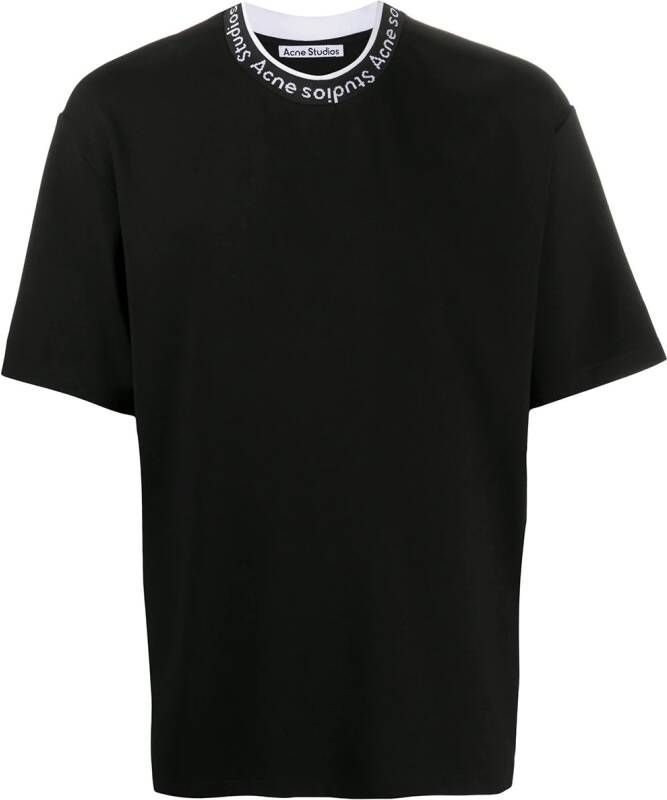 Acne Studios T shirt met logo hals heren nylon Spandex Elastane Viscose XL Zwart