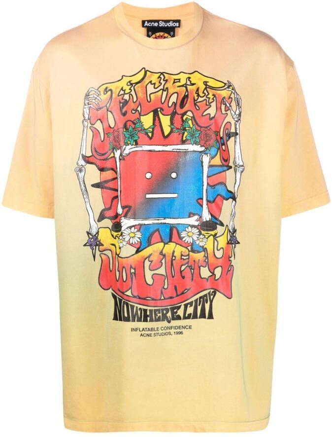 Acne Studios T-shirt met print Geel