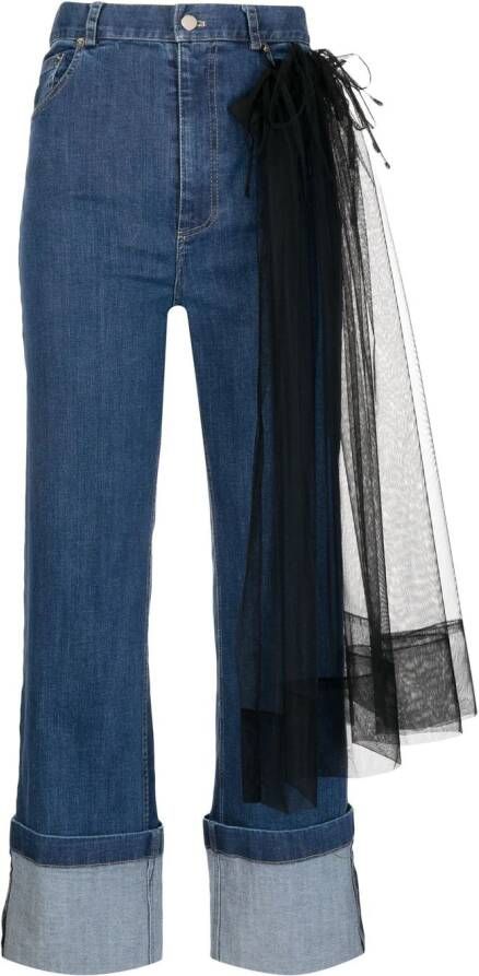ACT Nº1 Jeans met tulen vlak Blauw