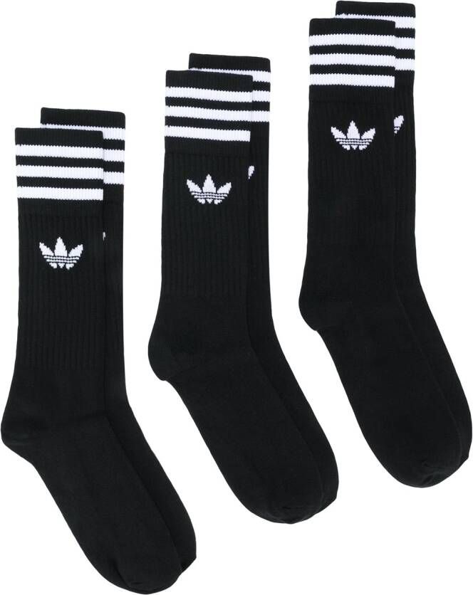 Adidas 3 pack Effen crew sokken Zwart