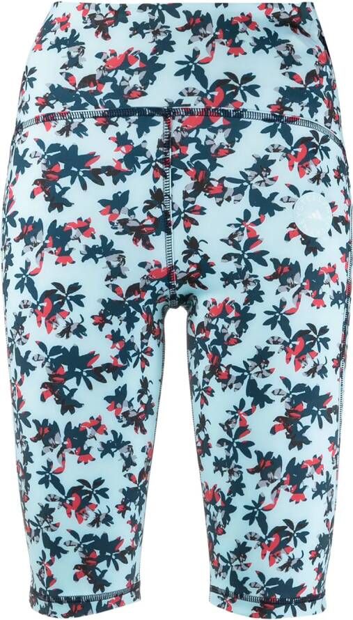Adidas by Stella McCartney Fietsshorts met bloemenprint Blauw