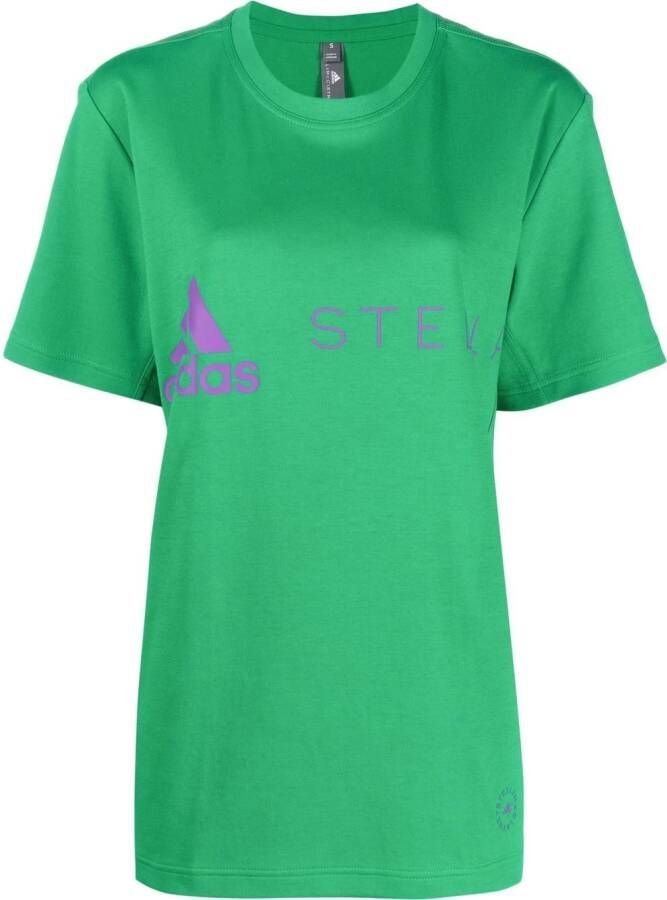 Adidas by Stella McCartney T-shirt met logoprint Groen