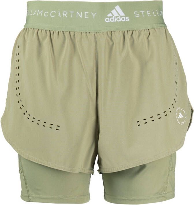 Adidas by Stella McCartney Shorts met logo tailleband Groen