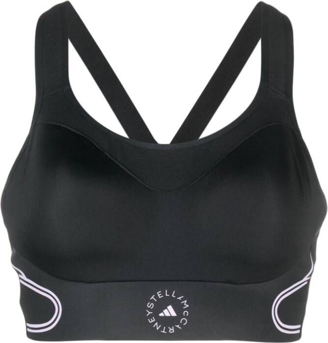Adidas by Stella McCartney Sport-bh met logoprint Zwart