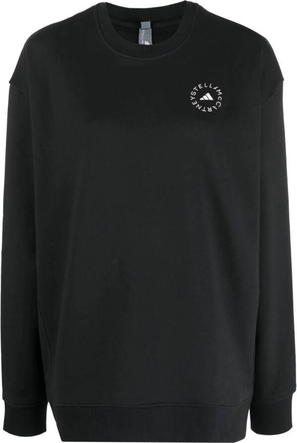 Adidas by Stella McCartney Sweater met logoprint van biologisch katoen Zwart