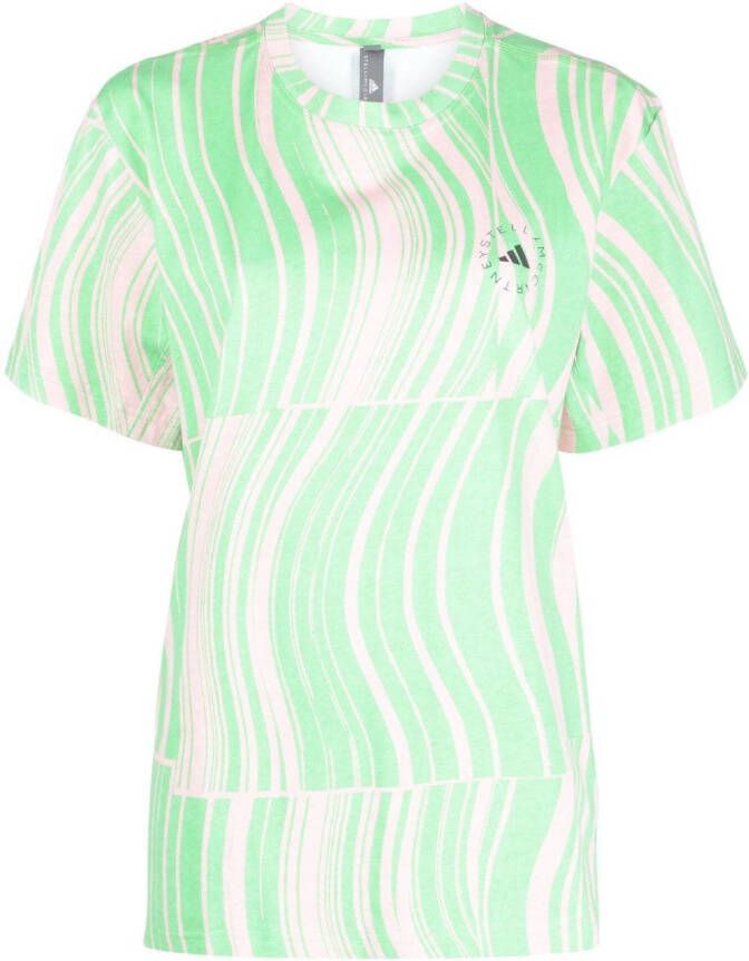 Adidas by Stella McCartney T-shirt met abstracte print Groen