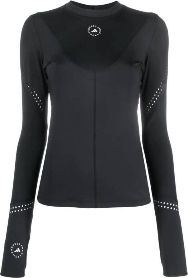 Adidas by Stella McCartney T-shirt met geperforeerd detailB Zwart