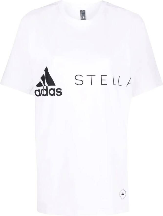 adidas by Stella McCartney T-shirt met logoprint Wit