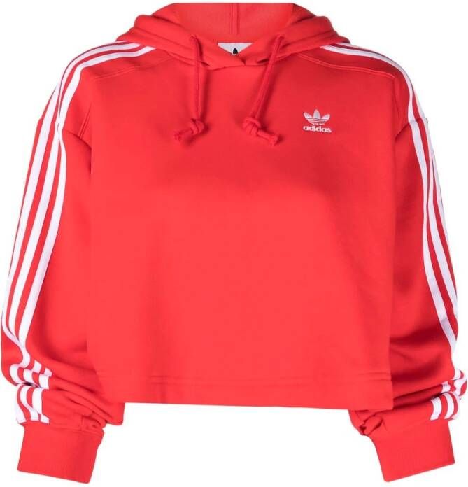Adidas Cropped hoodie met Trefoil-detail Rood - Foto 4