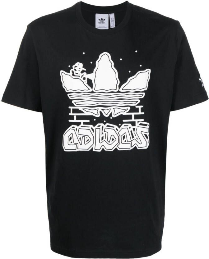 adidas T-shirt met grafische print Zwart