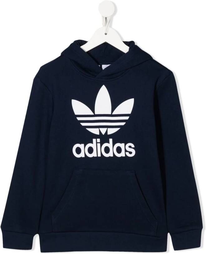 Adidas Kids Trefoil hoodie met logo-print Blauw