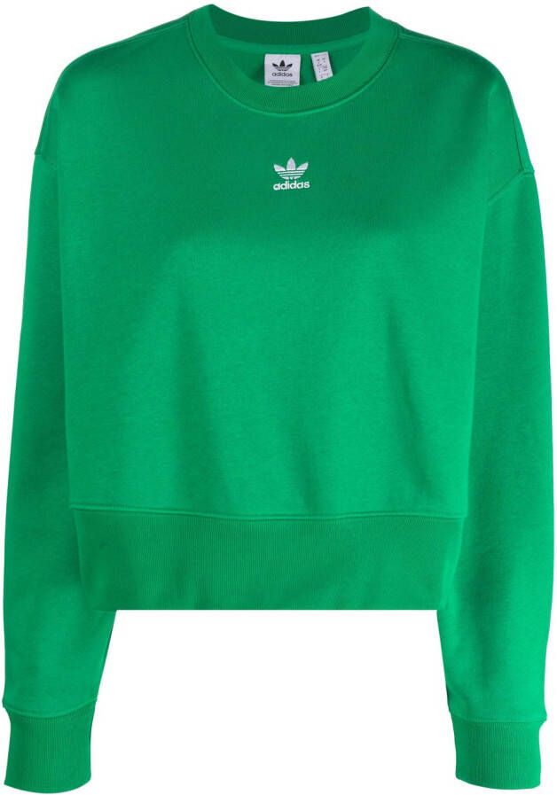 Adidas logo-embroidered cotton sweatshirt Groen