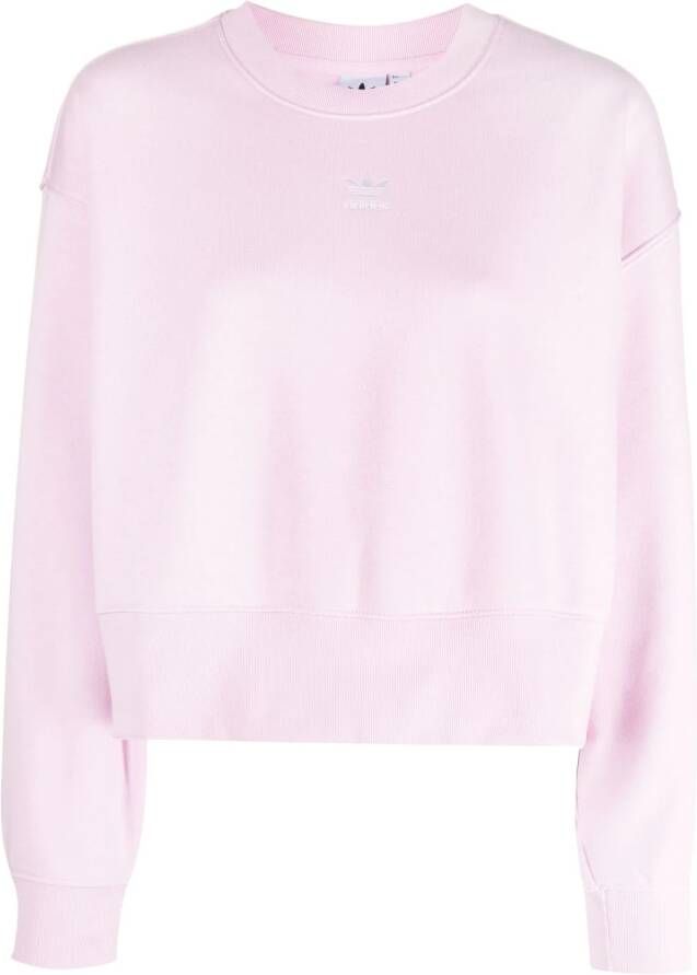 Adidas logo-embroidered cotton sweatshirt Groen