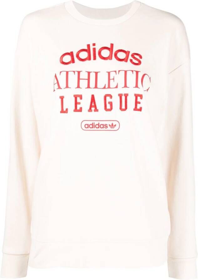Adidas T-shirt met geborduurd logo Beige