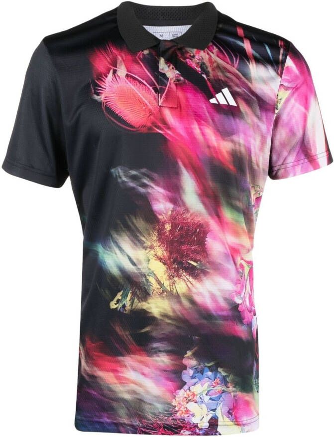 Adidas Tennis Poloshirt met abstracte print Zwart