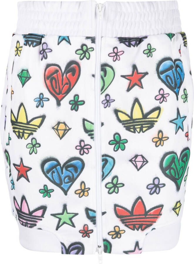 Adidas x Jeremy Scott mini-rok met logoprint Wit