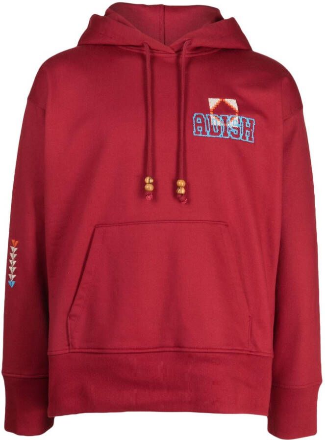 Adish Hoodie met geborduurd logo Rood