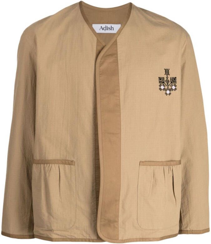 Adish Shirtjack met logo Bruin
