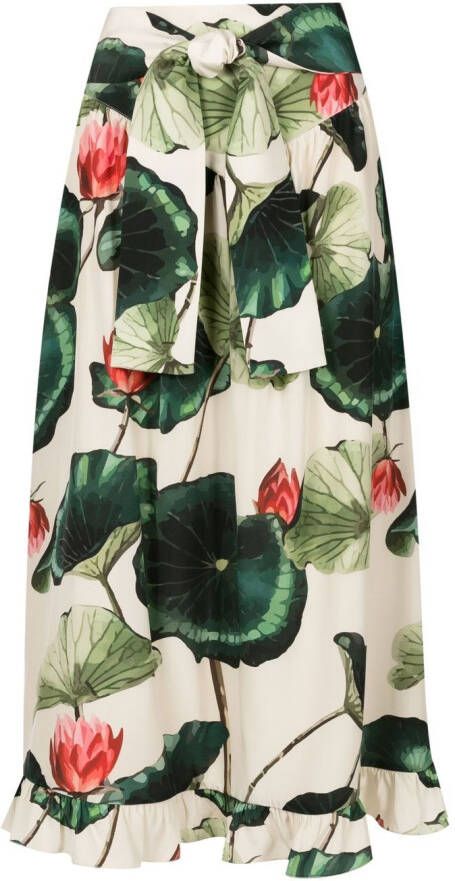 Adriana Degreas Midi-rok met bloemenprint Veelkleurig