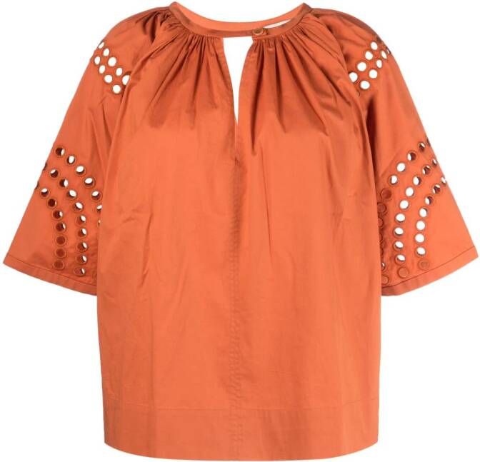 AERON Broderie anglaise blouse Oranje