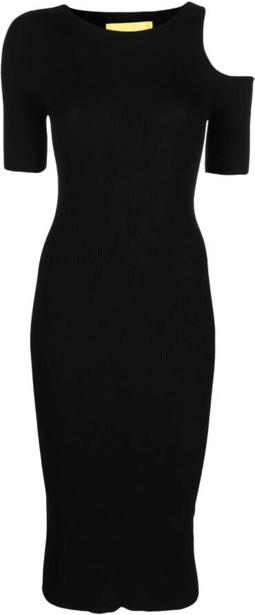 AERON Geribbelde jurk Zwart