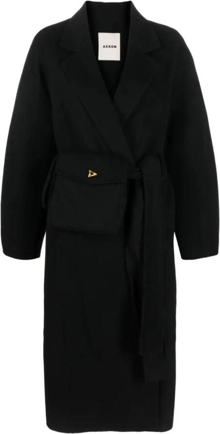 AERON Hutton wool-silk coat Zwart
